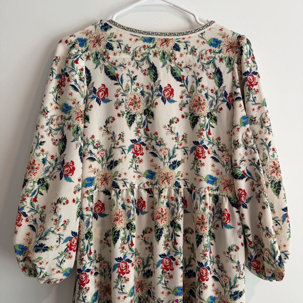Max Studio Floral Maxi Dress Faux Wrap Women's Medium Balloon Sleeve Boho V-Neck - Picture 10 of 10